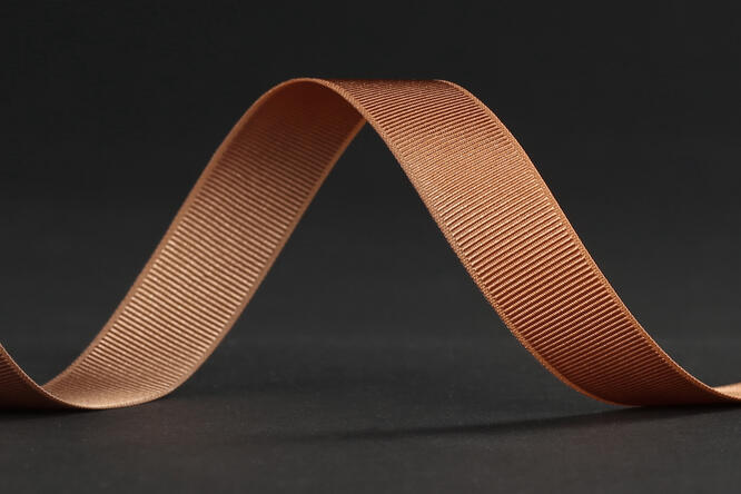 Bånd ribbet blank, Copper 15 mm x 90 m