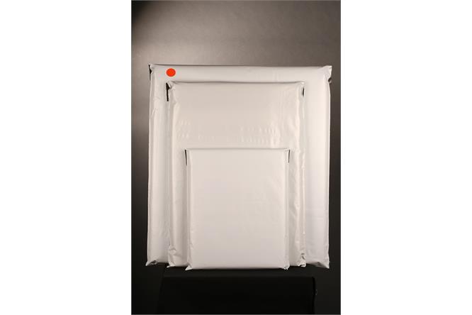 Fraktpose matt Hvit & grå  MDPE 55x60+6 cm, 70 my, 300 stk.