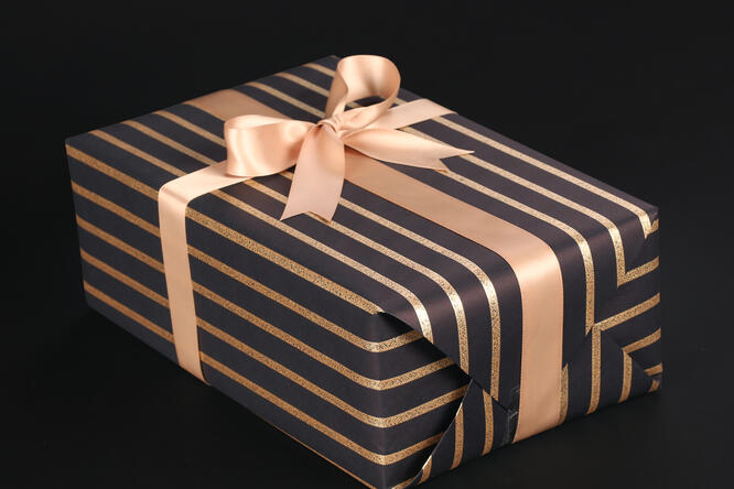 Gavepapir, Blue GoldChampagne Stripe (8) 55 cm x 100 m