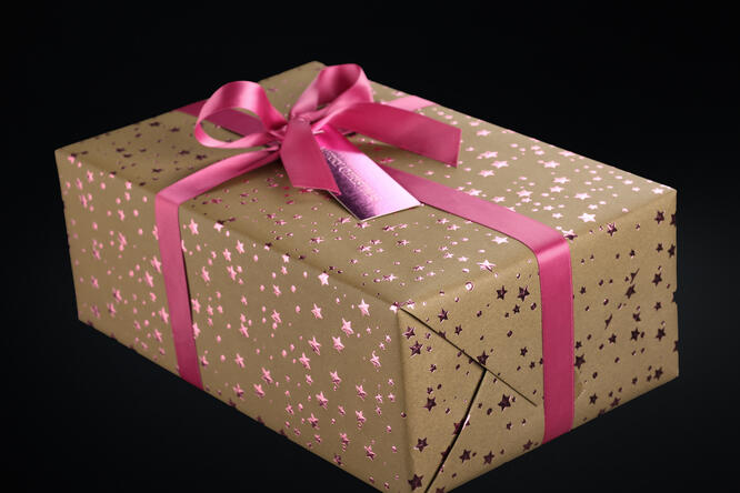 Julepapir, Olive Little Stars (8) 55 cm x 100 m