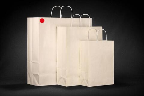 Papirpose m/tvistet hank, Creme 45x17x48 cm