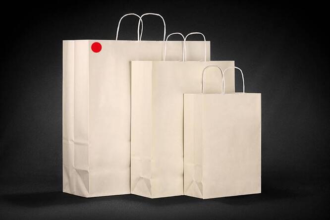Papirpose m/tvistet hank, Creme 45x17x48 cm