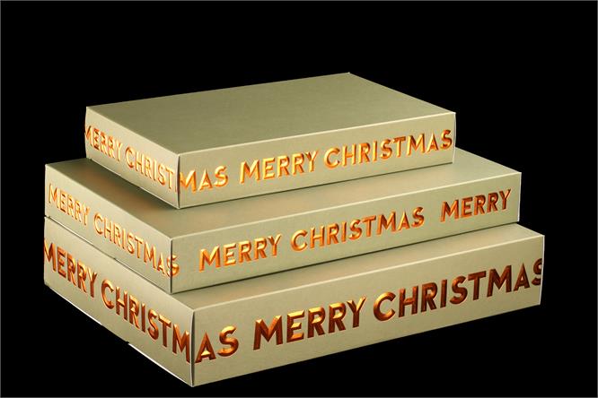 Gaveeske Merry Christmas Green giftbox with orange foil