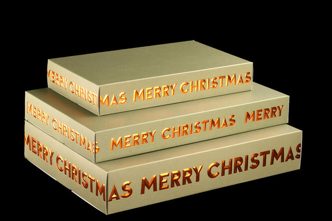 Gaveeske Merry Christmas Grønn gaveeske med oransje foil