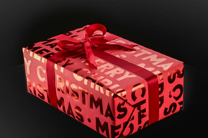 Gavepapir, Merry Christmas Red 55 cm x 120 m