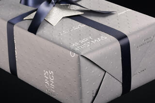 Julepapir, Christmas Greetings Dark Grey 55 cm x 80 m