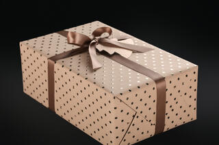 Julepapir, Light Brown X'mas Dots (8) 55 cm x 100 m