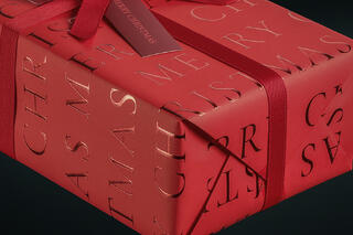 Julepapir, Slender Merry Christmas red 55 cm x 100 m
