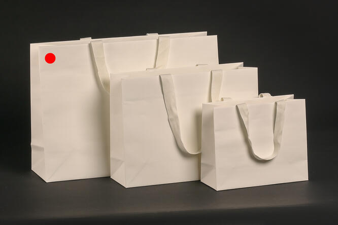Papirpose m/bånd, Hvit kraft 42x13x30+5 cm, 200 gr