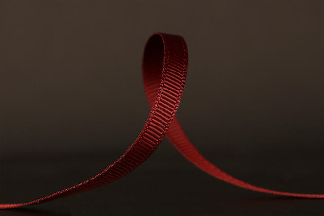 Bånd ribbet blank, Burgundy 6 mm x 90 m