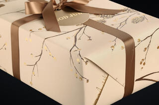 Julepapir, Christmas Branch Beige 55 cm x 100 m