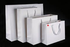 Papirpose m/bånd, Hvit matt