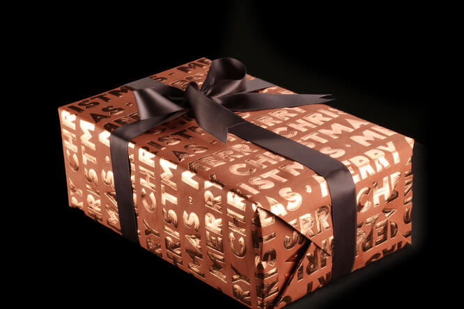 Gavepapir, Merry Christmas Terracotta 55 cm x 120 m