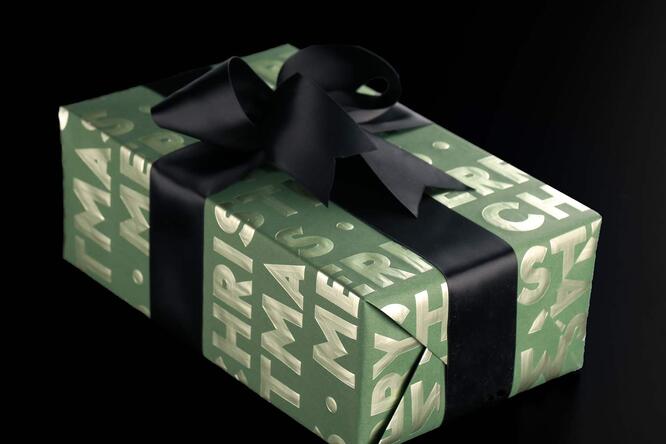Gavepapir, New Green Merry Christmas 55 cm x 120 m