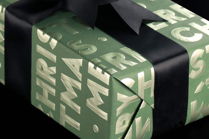 Gavepapir, New Green Merry Christmas 55 cm x 120 m