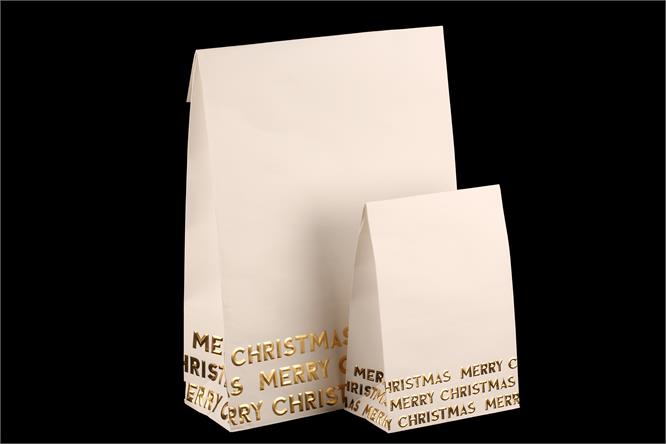 Gavepose Merry Christmas White gift bag with gold foil