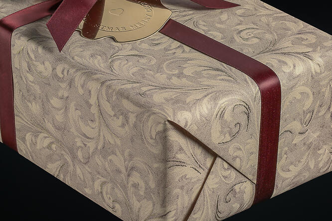 Julepapir,Christmas Leaf Burgundy 55 cm x 100 m