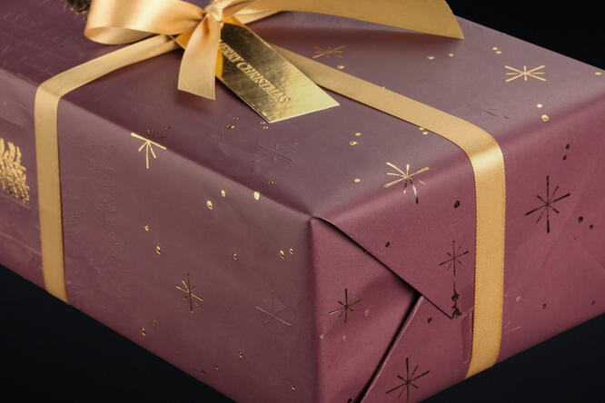 Julepapir, Forrest Star Night Bordeaux 55 cm x 100 m