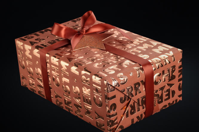 Julepapir, Merry Christmas Terracotta 55 cm x 120 m