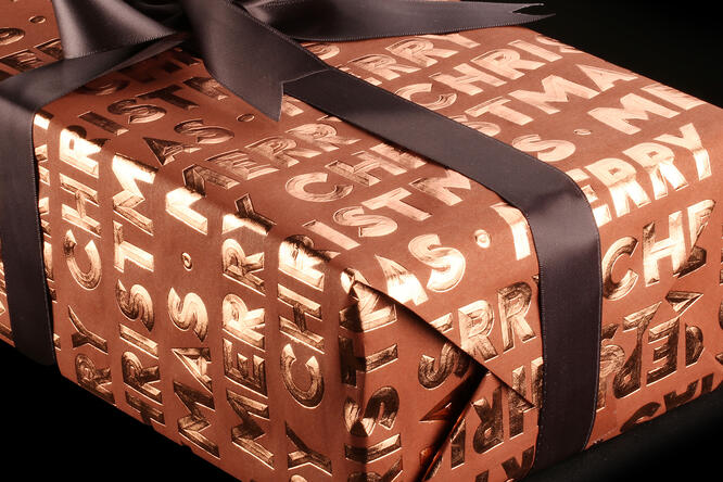 Julepapir, Merry Christmas Terracotta 55 cm x 120 m
