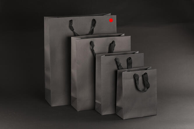 Papirpose m/bånd, Sort kraft 40x15x50+5 cm