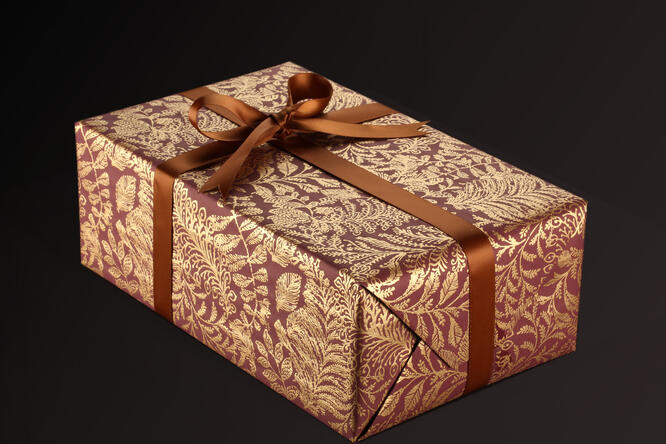 Gavepapir, Burgund Golden Garden 55 cm x 120 m