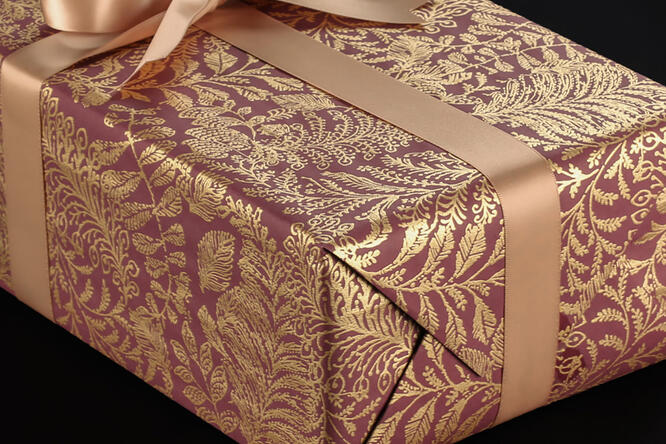 Gavepapir, Burgund Golden Garden 55 cm x 120 m