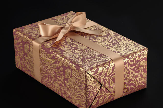 Gavepapir, Burgund Golden Garden 55 cm x 120 m