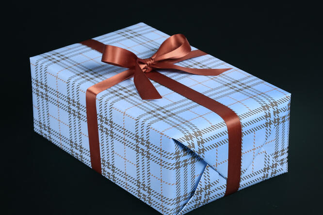 Gavepapir, Flannel Checked Blue (5) 55 cm x 100 m