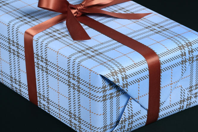 Gavepapir, Flannel Checked Blue/Choco (5) 55 cm x 100 m