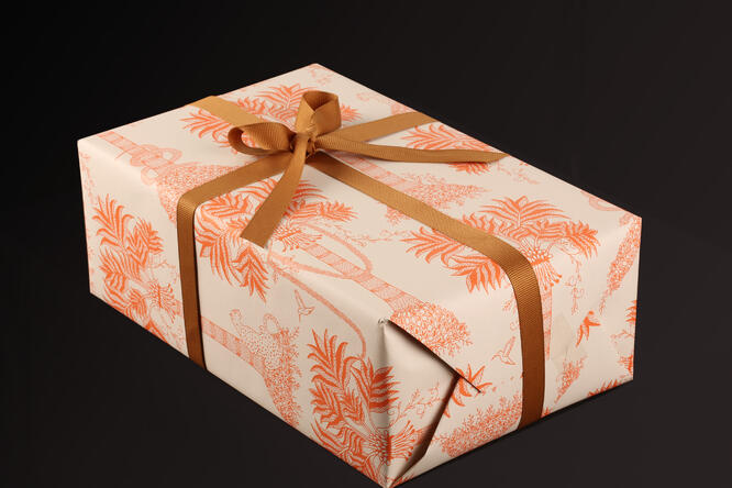 Gavepapir, Tropical Palms Orange (5) 55 cm x 100 m
