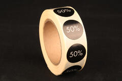 Prosent label sort 20-70% finnes i flere varianter á 500 stk