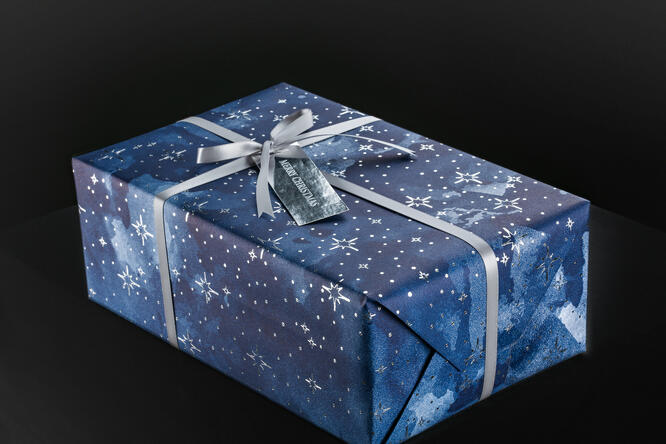 Gavepapir, Blue Star Night 55 cm x 120 m