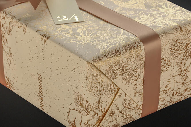 Julepapir, Beige Golden Deer (8) 55 cm x 100 m