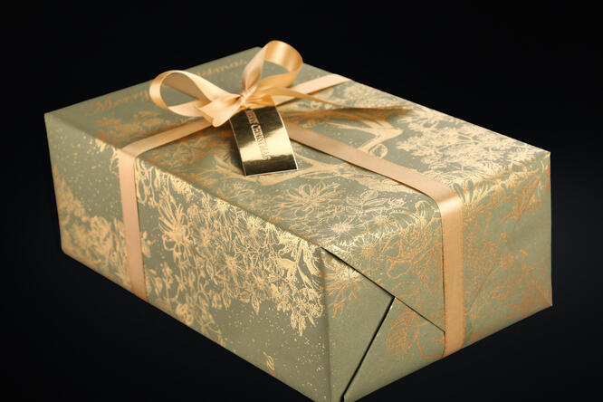Julepapir, Golden Deer Dusty Green 55 cm x 100 m