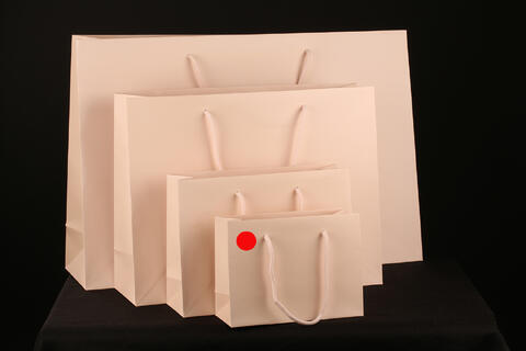 Papirpose m/snor, Nude preget matt 20x8x15+5 cm