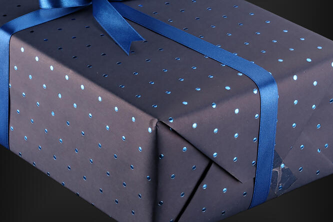 Gavepapir, Blue with Blue Dots (8) 55 cm x 120 m