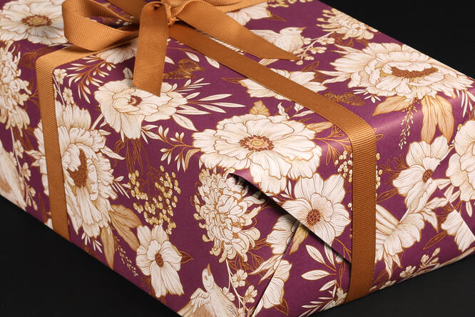 Gavepapir, Purple Winterbloom (5) 55 cm x 100 m