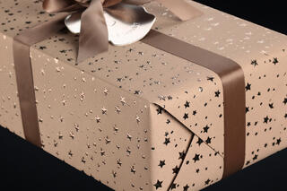 Julepapir, Little Stars greybeige 55 cm x 100 m