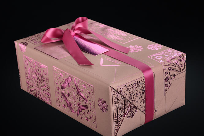 Julepapir, Purple Xmas Greetings (8) 55 cm x 100 m
