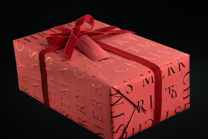 Julepapir, Slender Merry Christmas Red 55 cm x 100 m