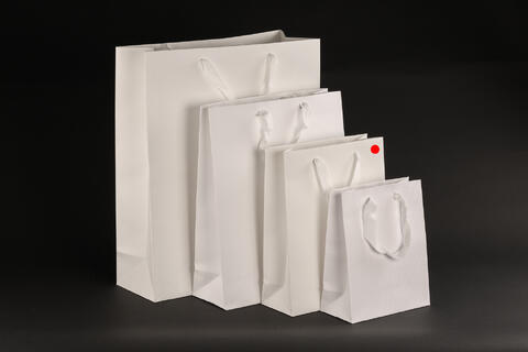 Papirpose m/bånd, Hvit kraft 25x10x32+5 cm