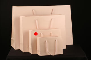 Papirpose m/snor, Nude preget matt 27x9x20+5 cm