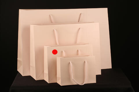 Papirpose m/snor, Nude preget matt 27x9x20+5 cm