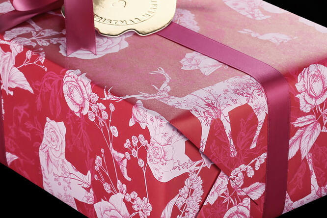 Gavepapir, Graceful Forrest Red 55 cm x 120 m