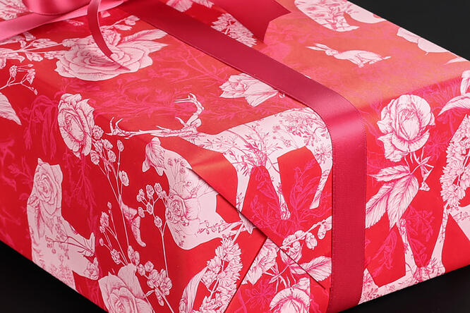 Gavepapir, Graceful Forrest Red 55 cm x 120 m