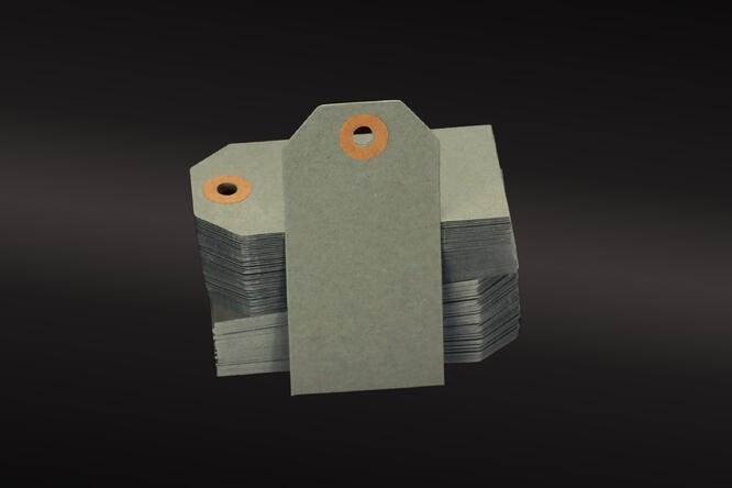 Tag/Merkelapp kraft m/hull Grey 35x70 mm, 250 gr à 100 stk