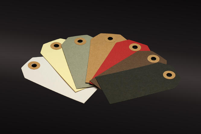 Tag/Merkelapp kraft m/hull Grey 35x70 mm, 250 gr à 100 stk