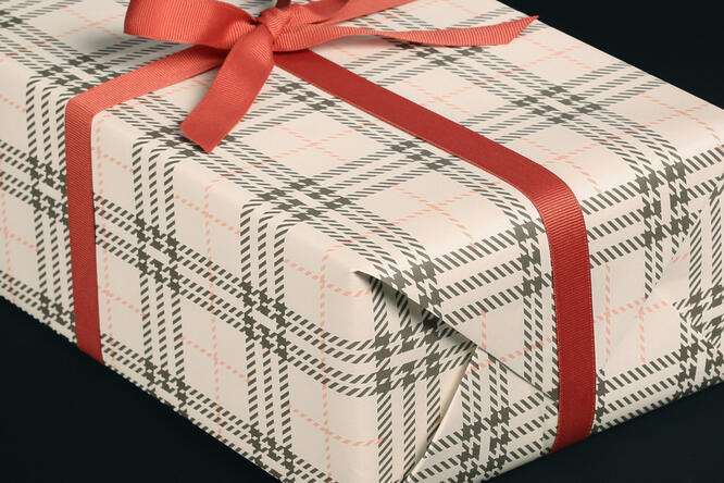 Gavepapir, Flannel Checked Creme (5) 55 cm x 100 m