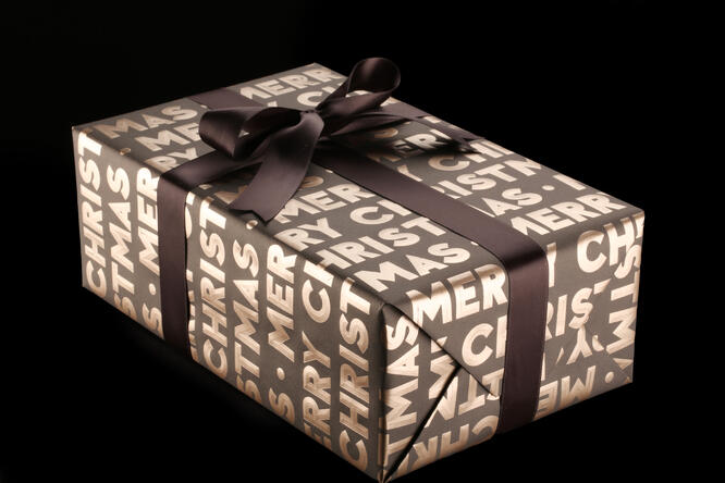 Gavepapir, Grey Merry Christmas 3D 55 cm x 120 m